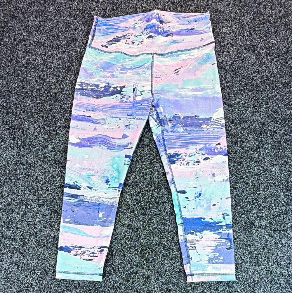 RBX Active Women Multicolor Abstract High Rise Ankle Leggings Stretch M 25"